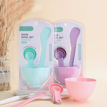 Mask Bowl Brush Makeup Tool Set 4 In1 Beauty Skin Care with Brush Mixed Measuring Spoon Kit