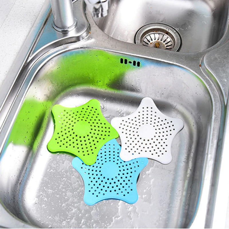 3Pcs Silicone Star Shaped Sink Filter Hair Catcher Strainers for Sink