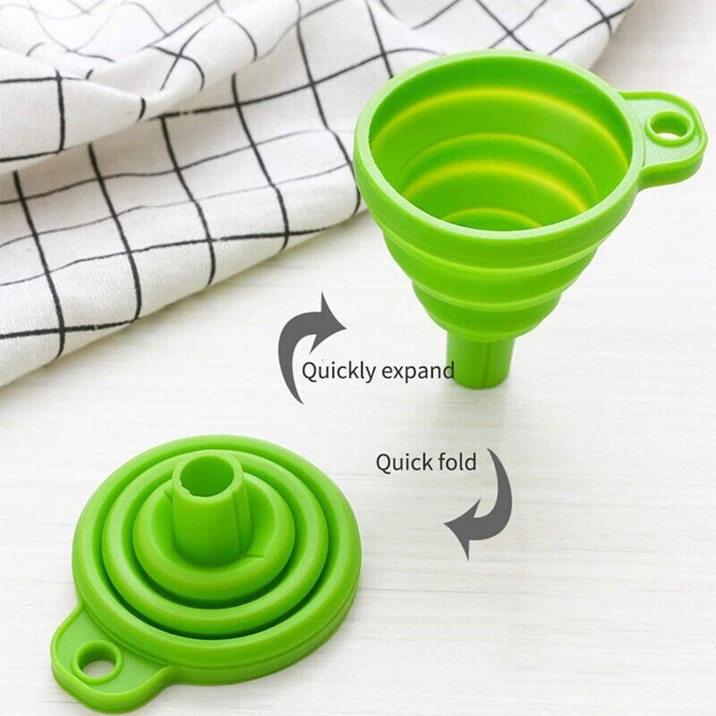 2Pcs Flexible Folding Silicone Funnel